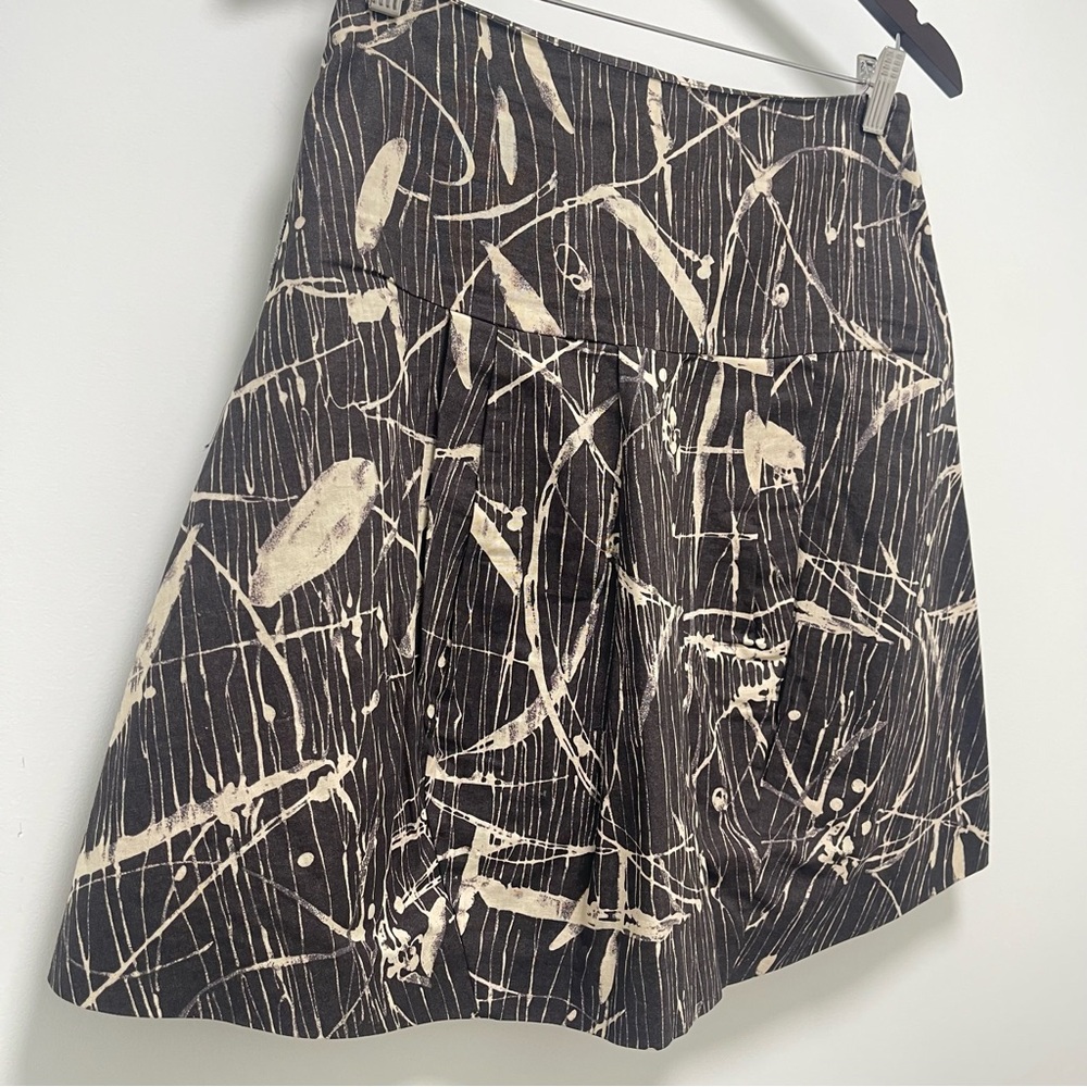 Marni Abstract Printed Pleated Black Cream A-Line Skirt Size IT 40 US 4 - Picture 3 of 12